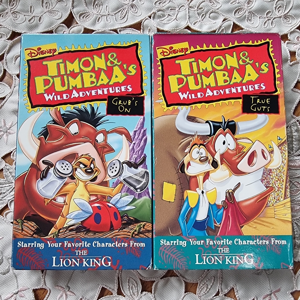 Timon & Pumbaa's Wild Adventures 'Grub's On' & 'True Guts' Vintage Disney VHS